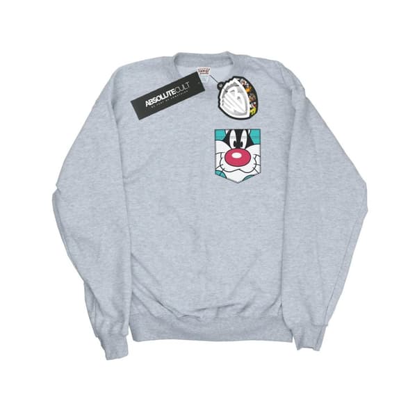 Looney Tunes Dam/Tjej Sylvester Face Sweatshirt med fuskficka