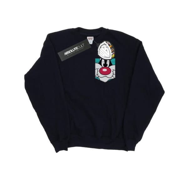 Looney Tunes Dam/Tjej Sylvester Face Sweatshirt med fuskficka
