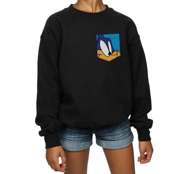 Looney Tunes Girls Road Runner Face Faux Pocket Sweatshirt