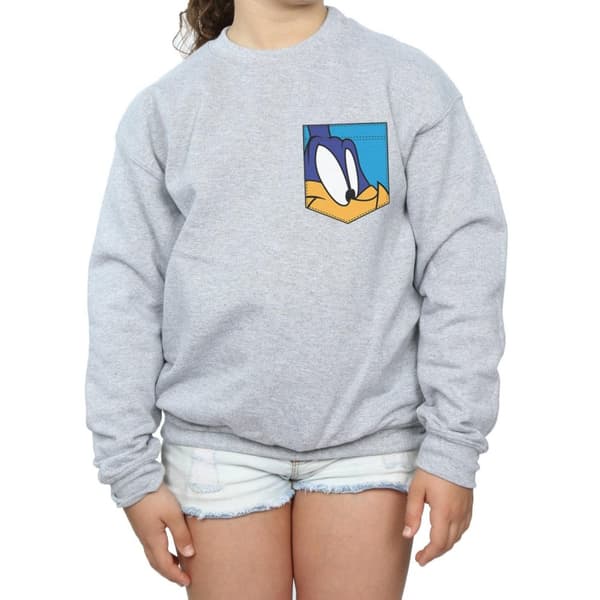 Looney Tunes Girls Road Runner Face Faux Pocket Sweatshirt