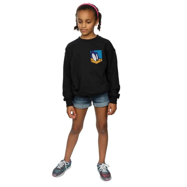 Looney Tunes Girls Road Runner Face Faux Pocket Sweatshirt