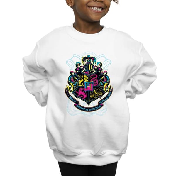 Harry Potter Girls Neon Hogwarts Crest Sweatshirt