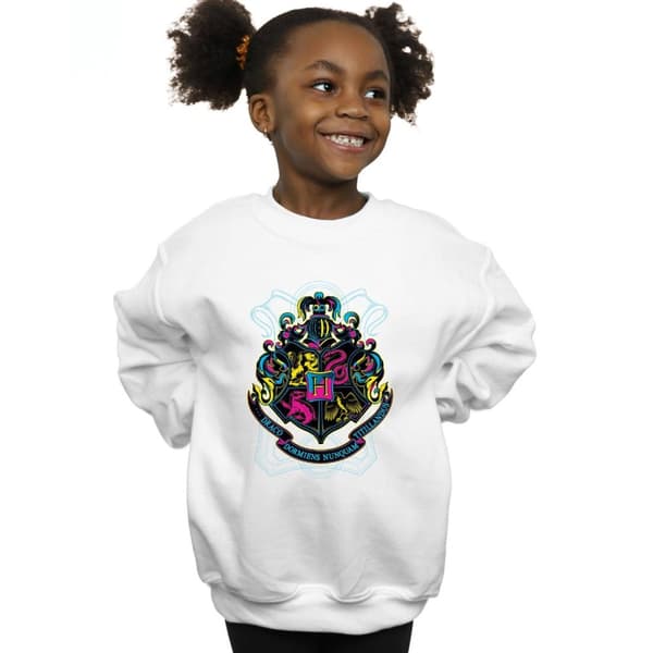 Harry Potter Girls Neon Hogwarts Crest Sweatshirt