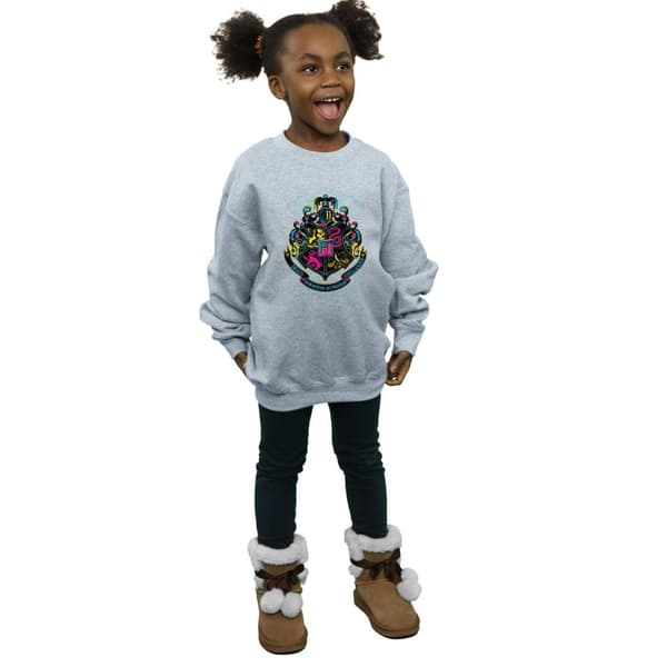 Harry Potter Girls Neon Hogwarts Crest Sweatshirt
