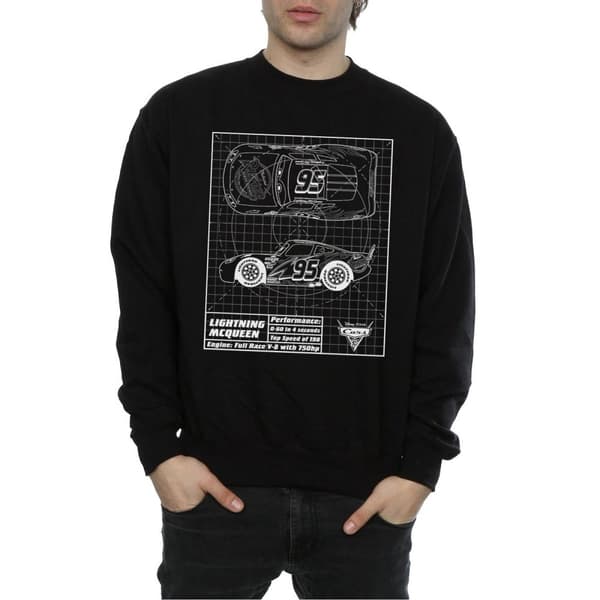 Disney Mens Cars Lightning McQueen Blueprint Sweatshirt