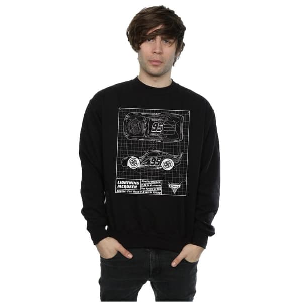 Disney Mens Cars Lightning McQueen Blueprint Sweatshirt