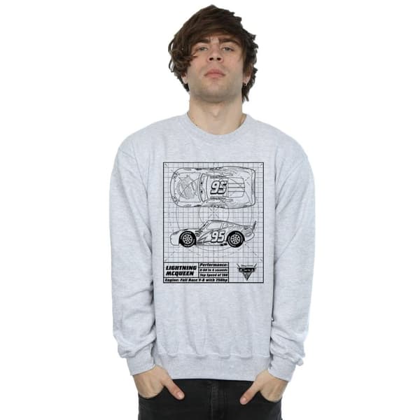 Disney Mens Cars Lightning McQueen Blueprint Sweatshirt