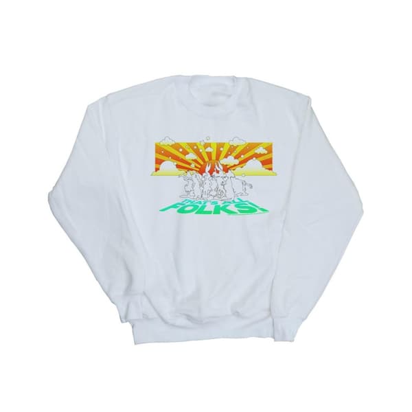 Looney Tunes Mens Group Sunset Sweatshirt White M