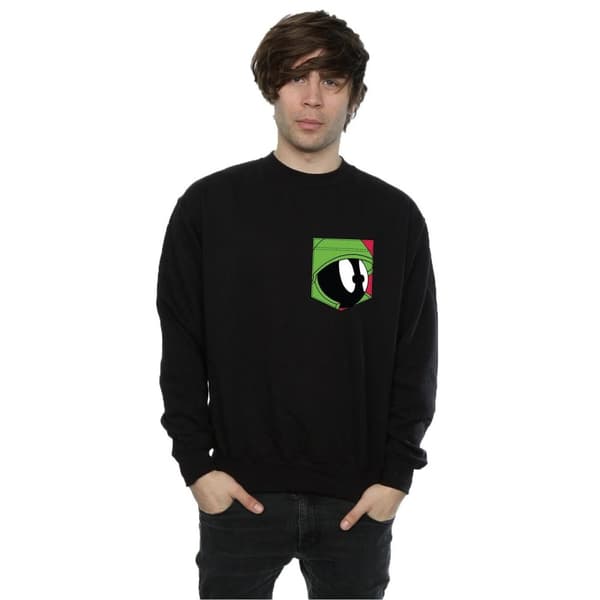 Looney Tunes Mens Marvin The Martian Face Faux Pocket Sweatshirt