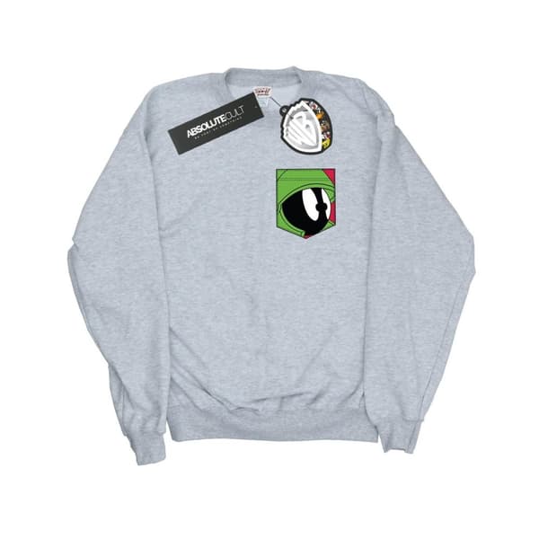 Looney Tunes Mens Marvin The Martian Face Faux Pocket Sweatshirt