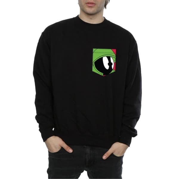 Looney Tunes Mens Marvin The Martian Face Faux Pocket Sweatshirt