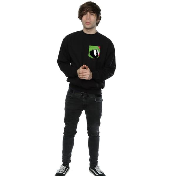 Looney Tunes Mens Marvin The Martian Face Faux Pocket Sweatshirt