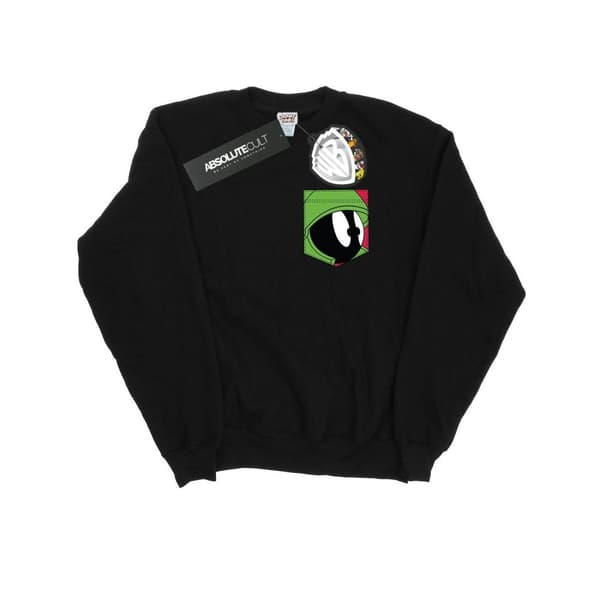 Looney Tunes Mens Marvin The Martian Face Faux Pocket Sweatshirt