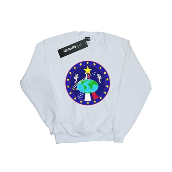 NASA Mens Classic Globe Astronauts Sweatshirt White S