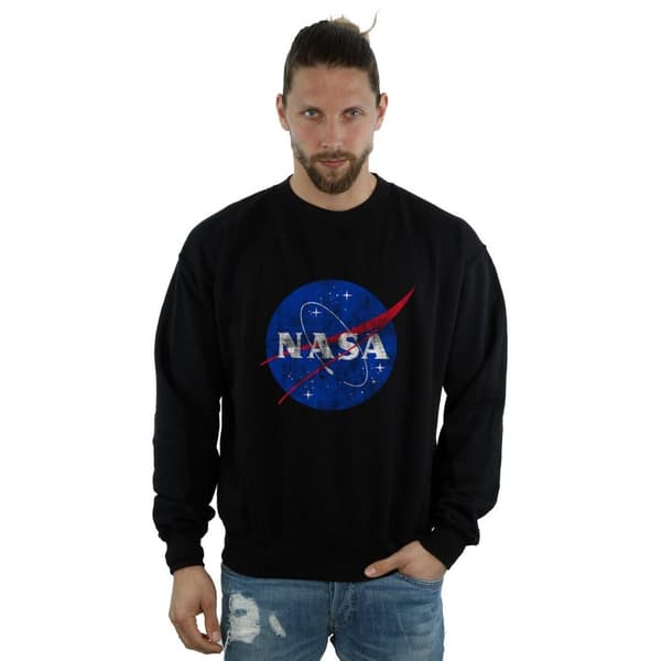 NASA Mens Classic Insignia Logo Distressed Sweatshirt