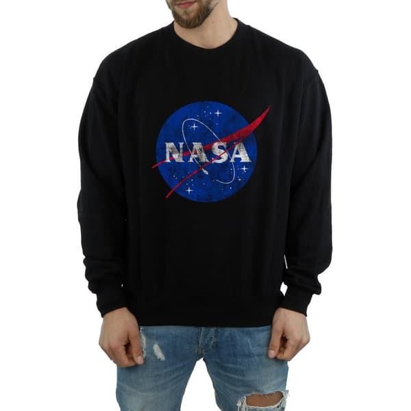 NASA Mens Classic Insignia Logo Distressed Sweatshirt
