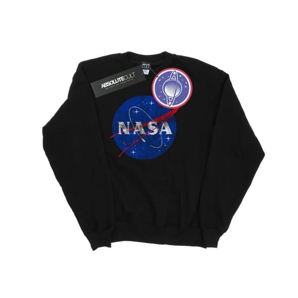 NASA Mens Classic Insignia Logo Distressed Sweatshirt