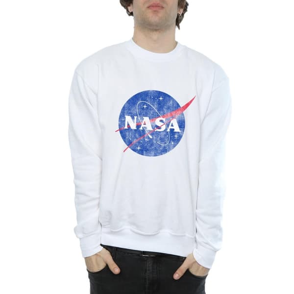 NASA Mens Classic Insignia Logo Distressed Sweatshirt