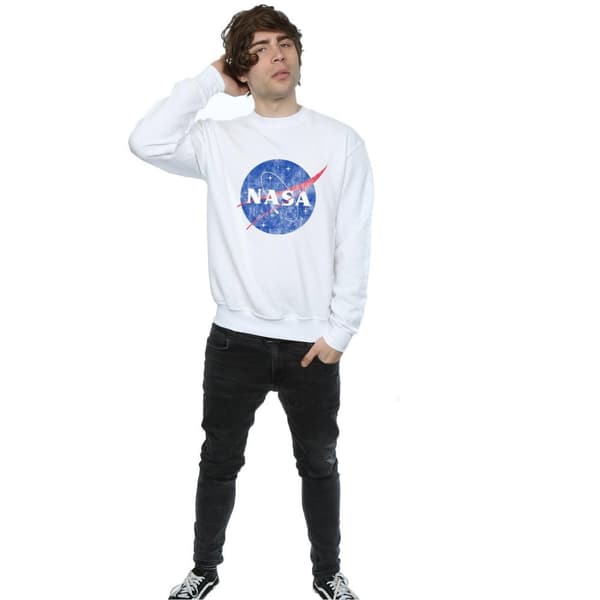 NASA Mens Classic Insignia Logo Distressed Sweatshirt