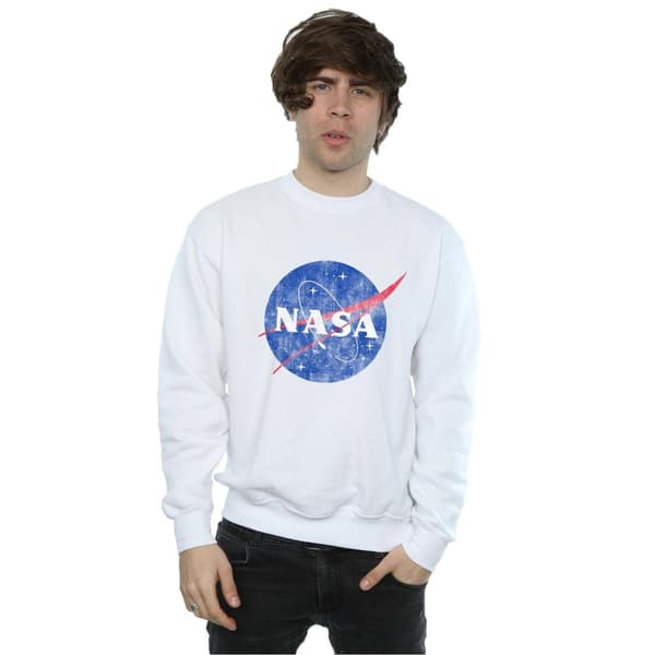 NASA Mens Classic Insignia Logo Distressed Sweatshirt