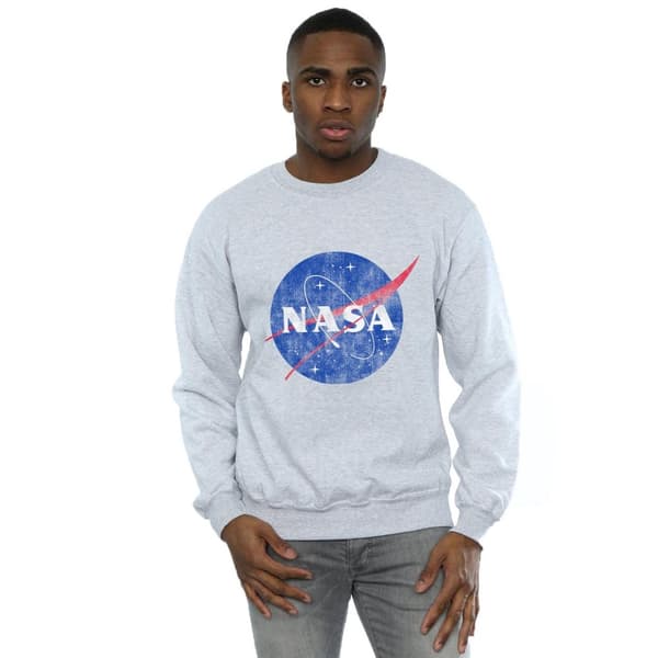 NASA Mens Classic Insignia Logo Distressed Sweatshirt