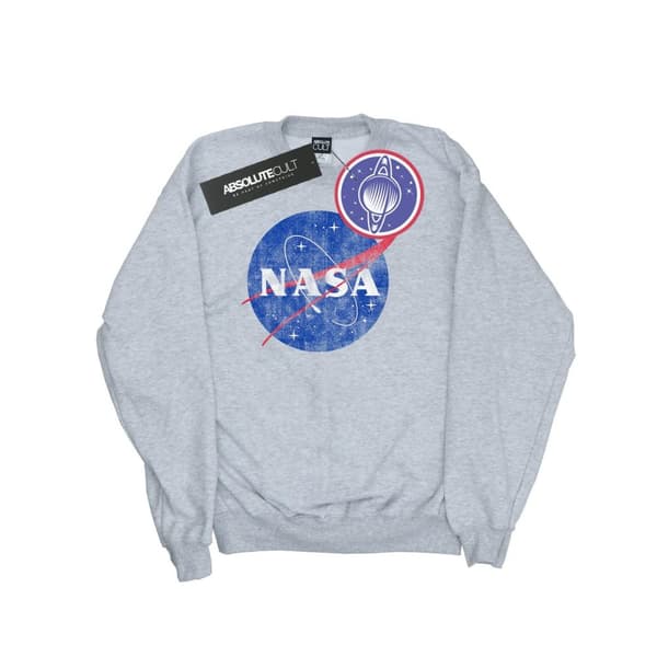 NASA Mens Classic Insignia Logo Distressed Sweatshirt