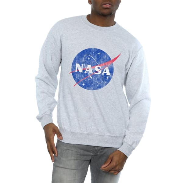 NASA Mens Classic Insignia Logo Distressed Sweatshirt