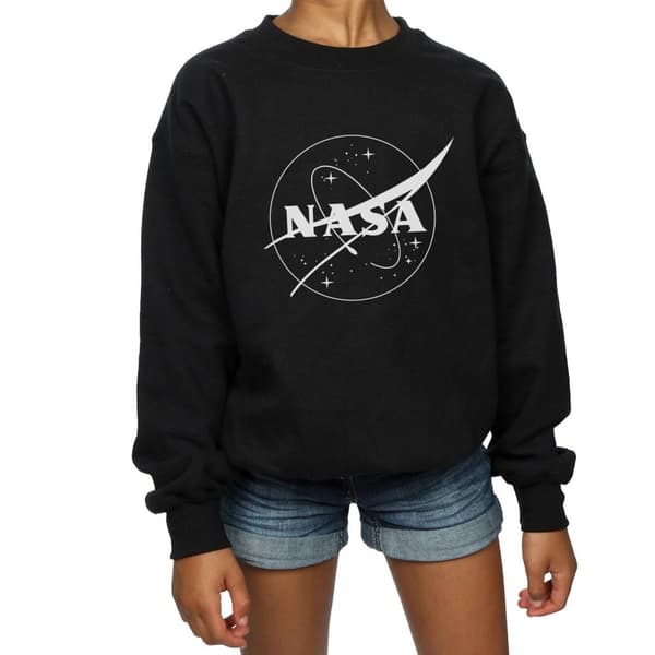 NASA Klassisk Insignia Logo Monokrom Sweatshirt för tjejer