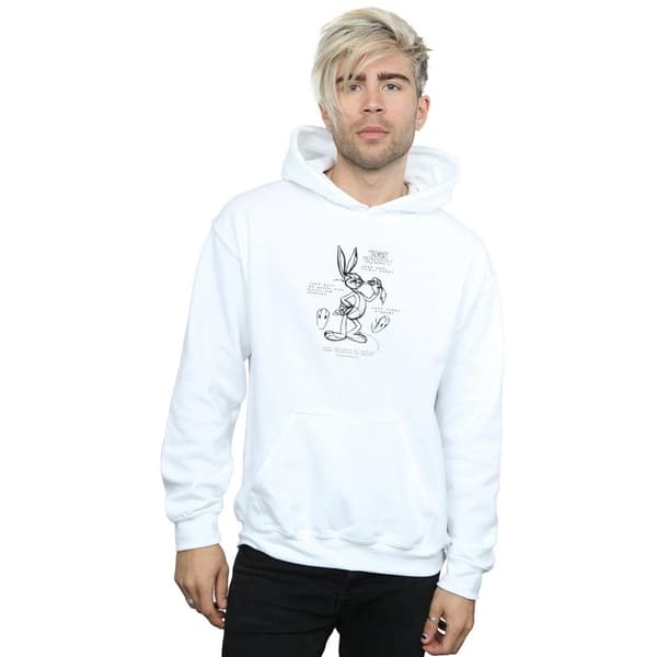 Looney Tunes Mens Bugs Bunny Drawing Instruction Hoodie