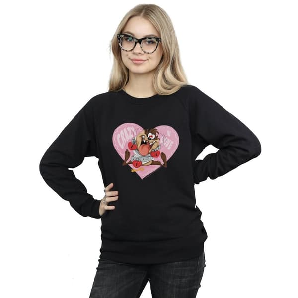 Looney Tunes Womens/Ladies Taz Valentine´s Day Crazy In Love Sweatshirt