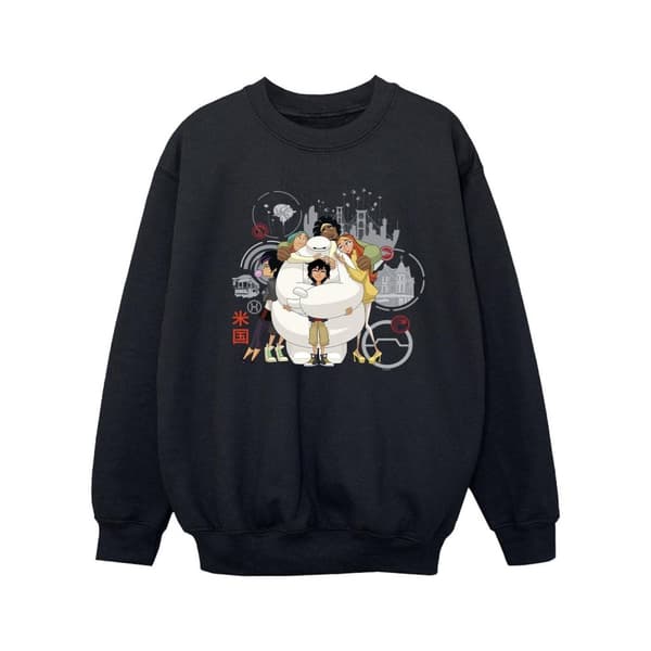Disney Sweatshirt med Baymax-gruppkram för flickor Big Hero 6 Black 5-6 Years