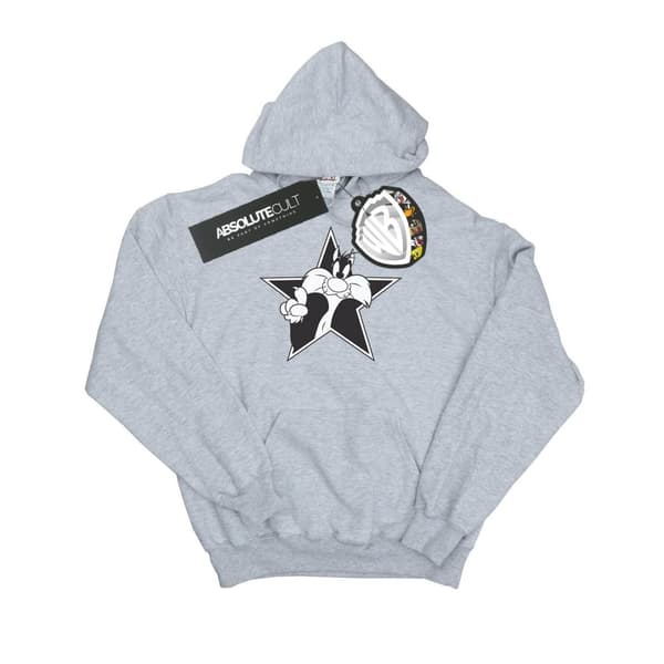 Looney Tunes Mens Sylvester Mono Star Hoodie