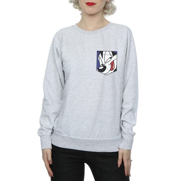 Looney Tunes Womens/Ladies Pepe Le Pew Face Faux Pocket Sweatshirt