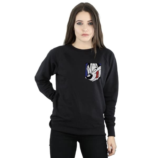 Looney Tunes Dam/Tjej Pepe Le Pew Face Sweatshirt med fuskficka