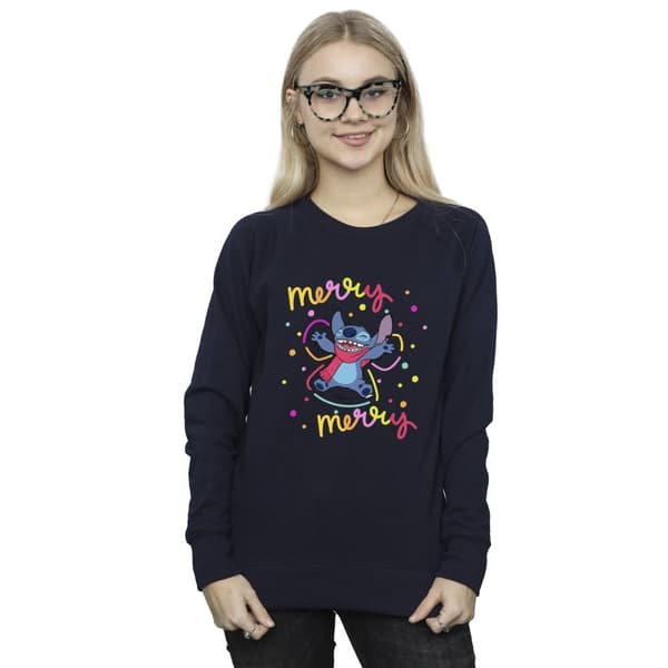 Disney Womens/Ladies Lilo & Stitch Merry Rainbow Sweatshirt