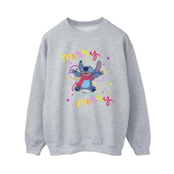 Disney Womens/Ladies Lilo & Stitch Merry Rainbow Sweatshirt Sports Grey 5XL