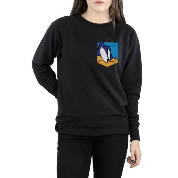 Looney Tunes Dam/Tjej Road Runner Face Sweatshirt med fuskficka