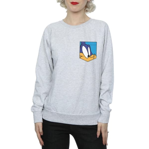 Looney Tunes Dam/Tjej Road Runner Face Sweatshirt med fuskficka
