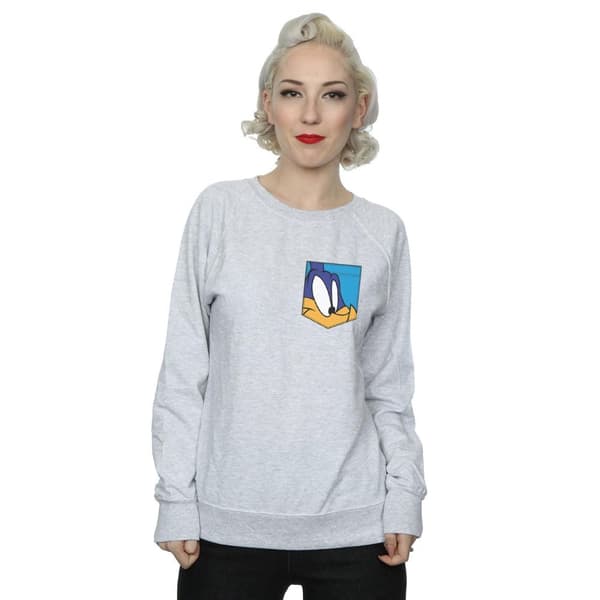 Looney Tunes Dam/Tjej Road Runner Face Sweatshirt med fuskficka