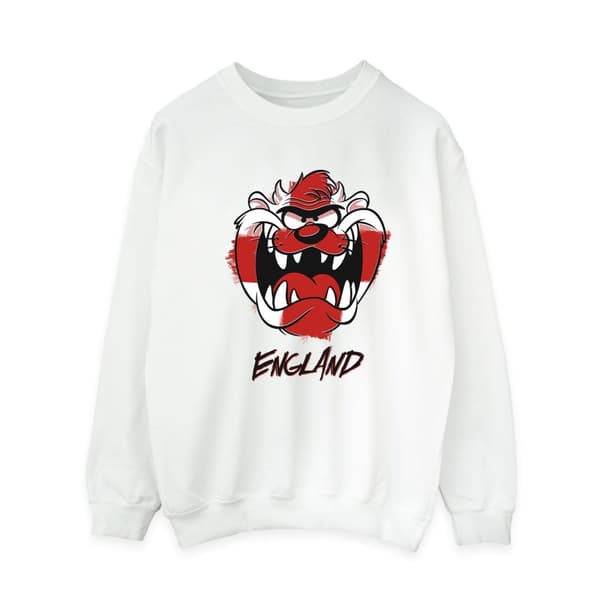 Looney Tunes Dam/Tjej Taz England Face Sweatshirt White M
