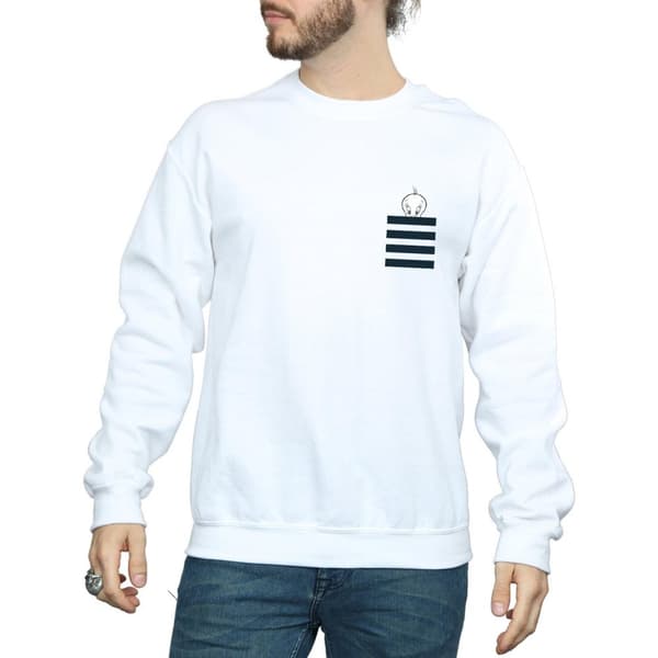 Looney Tunes Mens Tweety Pie Striped Faux Pocket Sweatshirt