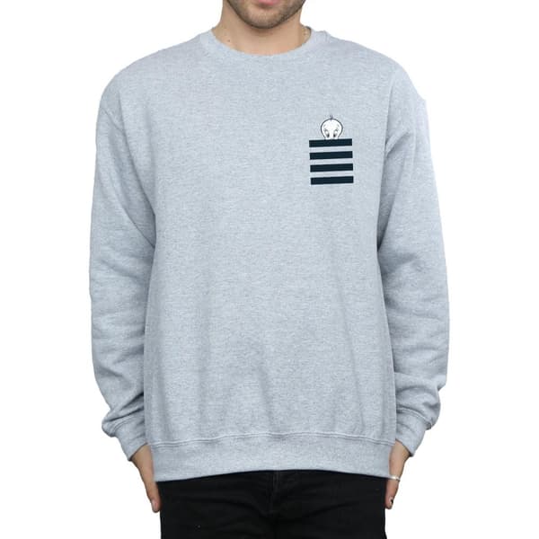 Looney Tunes Mens Tweety Pie Striped Faux Pocket Sweatshirt