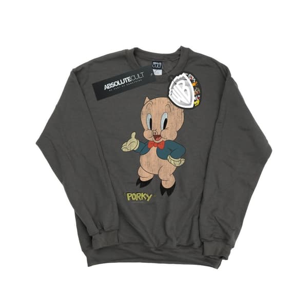 Looney Tunes Sweatshirt med tryck från Porky Pig för flickor Charcoal 5-6 Years