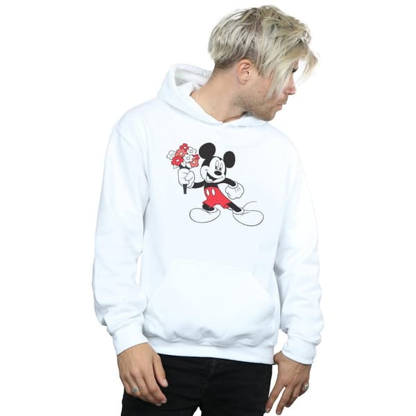 Disney Mens Mickey Mouse Flowers Hoodie
