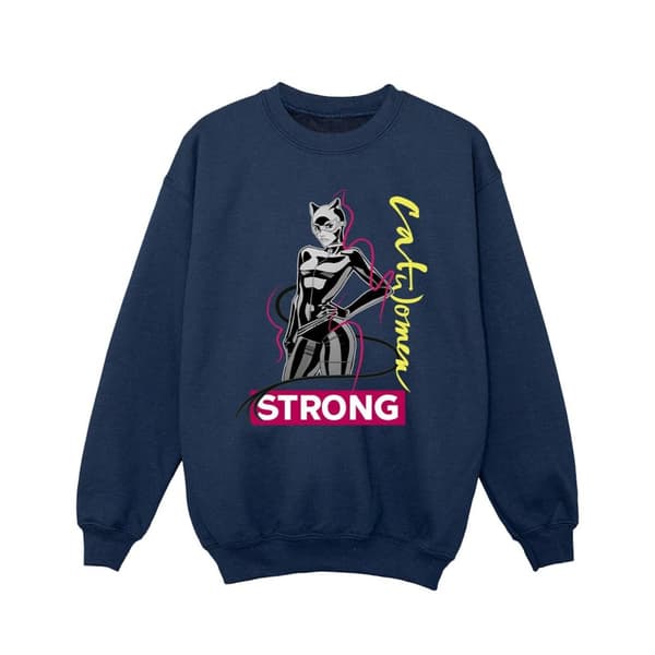 DC Comics Batman Catwoman Strong-tröja för flickor Navy Blue 7-8 Years