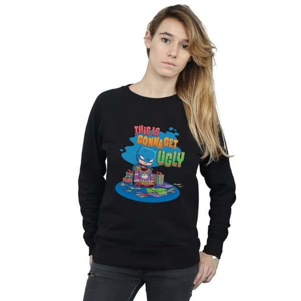 DC Comics Dam/Tjej Super Friends Batman Joker Christmas Jumper Sweatshirt