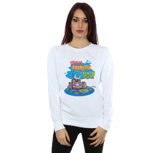 DC Comics Dam/Tjej Super Friends Batman Joker Christmas Jumper Sweatshirt