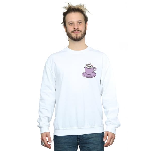 Disney Mens Aristocats Marie In Cup Breast Print Sweatshirt