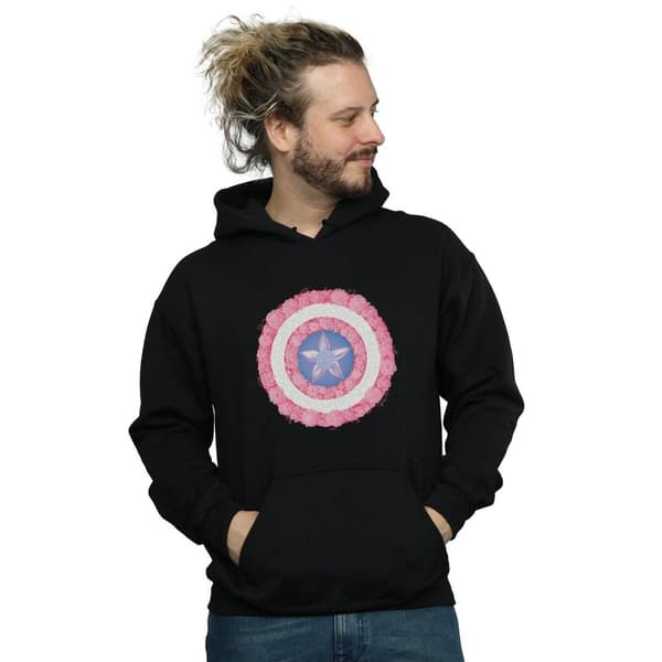Marvel Mens Captain America Flowers Shield Hoodie