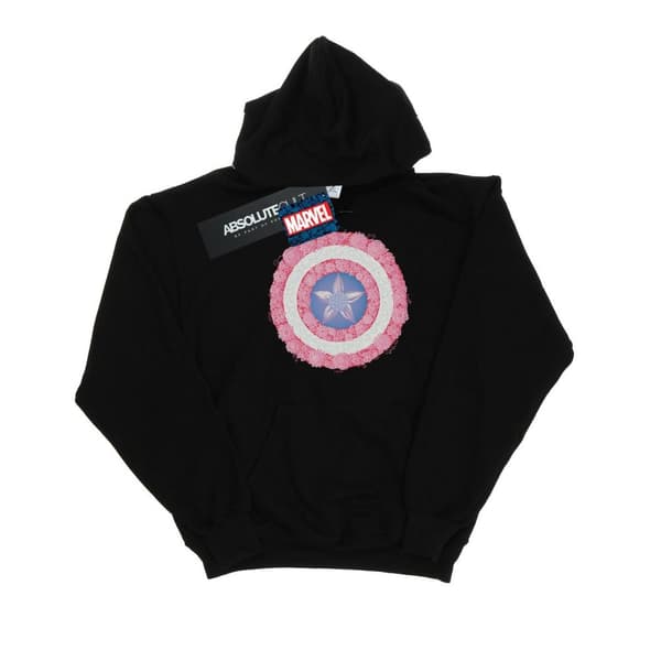 Marvel Mens Captain America Flowers Shield Hoodie